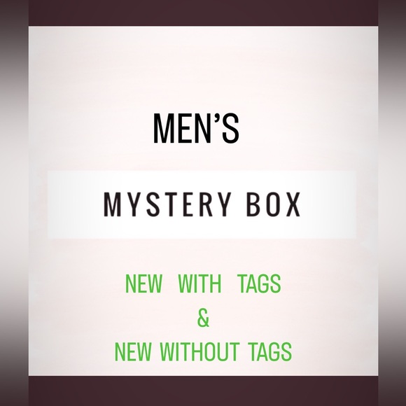 ASSORTED SIZES $45 MENS CLOTHING MYSTERY BOX 7 ITEMS ALL BRAND NEW RESELLING BOX - Picture 1 of 6